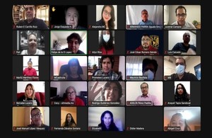 A videocall with 25 participants, most of them with their cameras on.