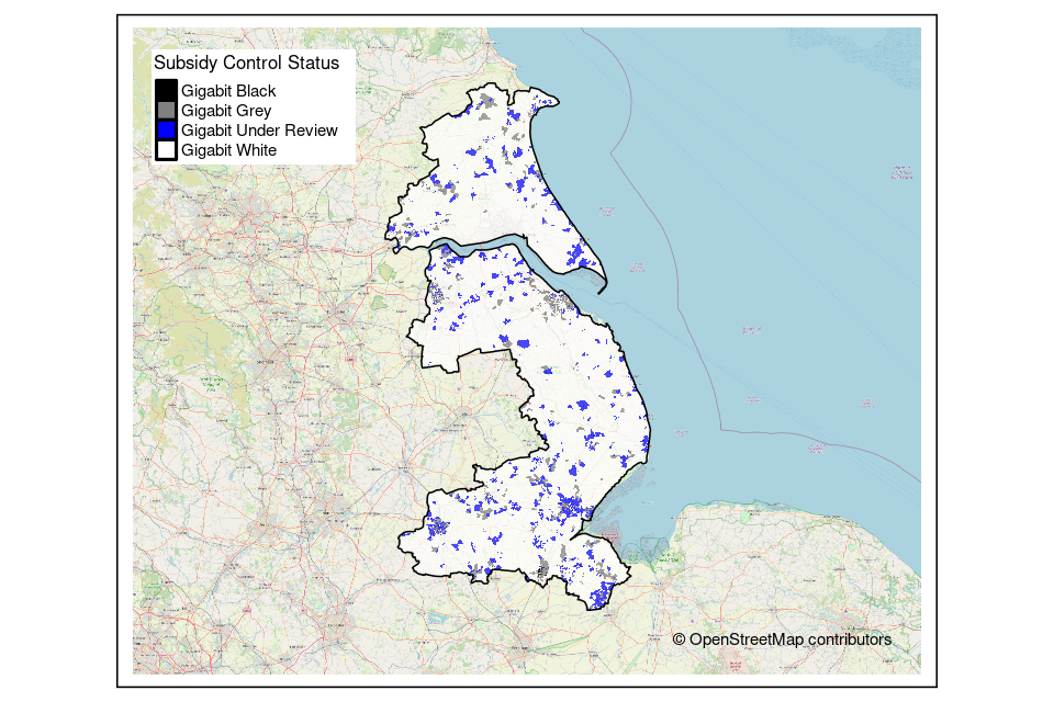 Карта почтовых индексов OMR в Линкольншире и Ист-Райдинге