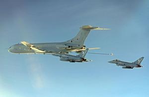 A VC10 aircraft from 101 Squadron refuels a pair of Typhoon jets during its final operational sortie [Picture: Senior Aircraftwoman Helen Farrer, Crown copyright]