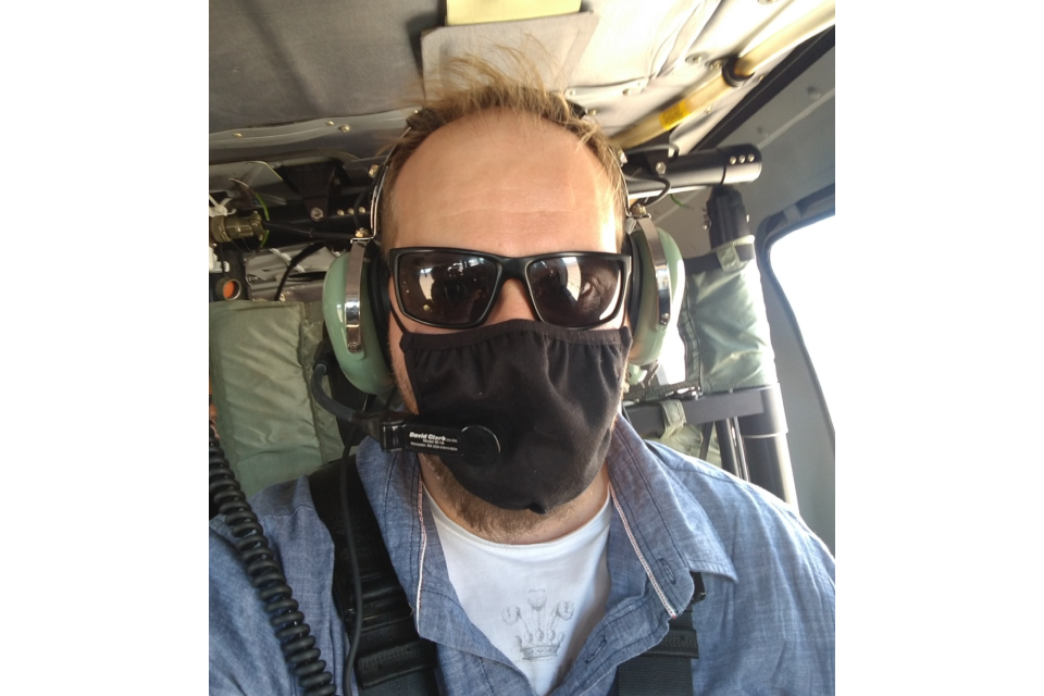 Stuart on a military plane