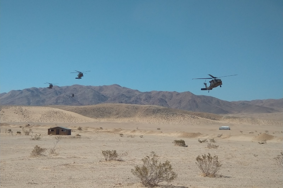 Helicopters over the desert