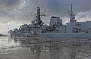 HMS Northumberland alongside in Souda Bay, Crete, for a routine port visit prior to heading to the Middle East on operational tasking