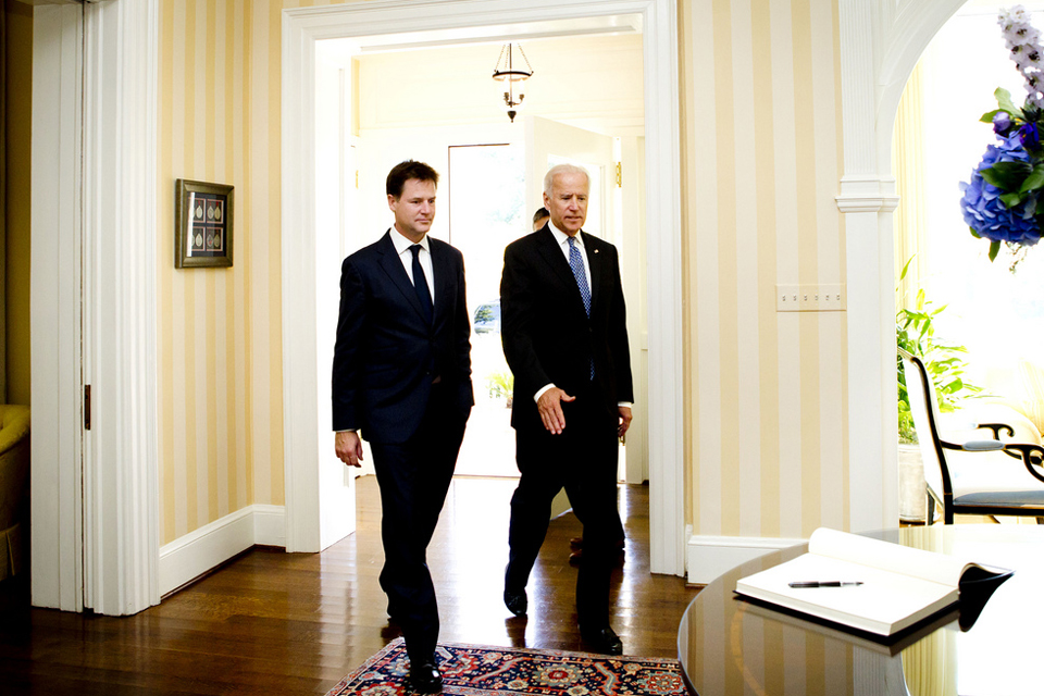 Deputy Prime Minister Nick Clegg and Vice President Joe Biden
