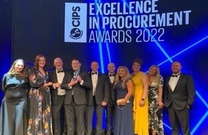 The winning team collecting their award at the CIPS Excellence in Procurement Awards