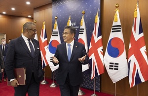 Foreign Secretary James Cleverly and Minister of Foreign Affairs for the Republic of Korea Park Jin in Seoul.