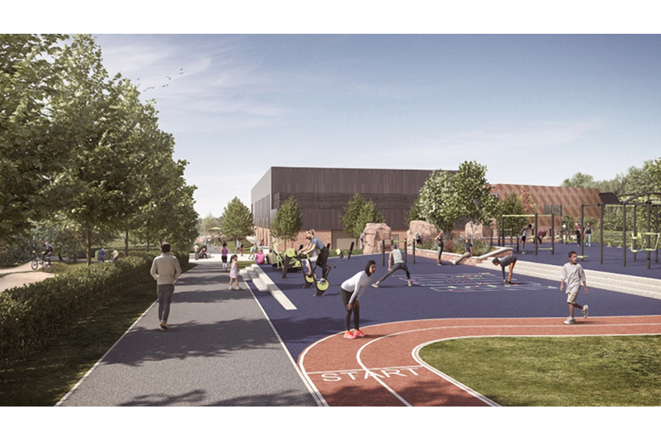 Artist’s impression of the outdoor facilities at the new physical activity hub