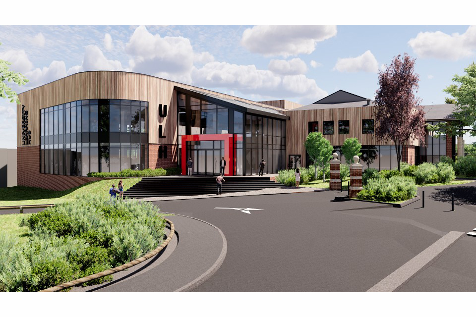 Artist’s impression of the proposed Hartpury University and Hartpury College innovation, careers, and enterprise learning centre