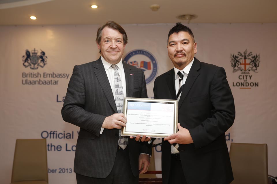 Chevening scholar Mr Erdenedalai Ch