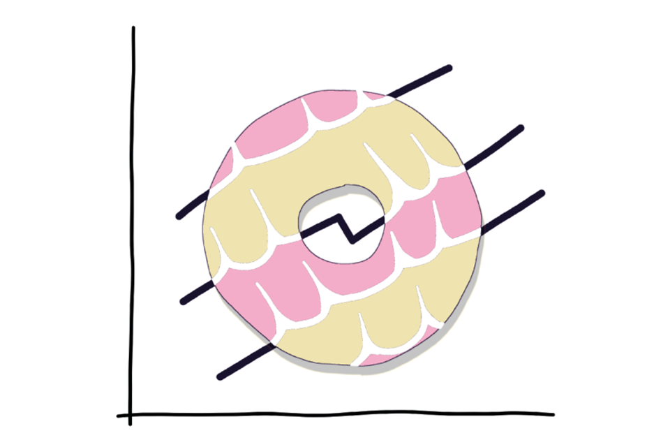 Cover image - an iced ring biscuit on a graph.
