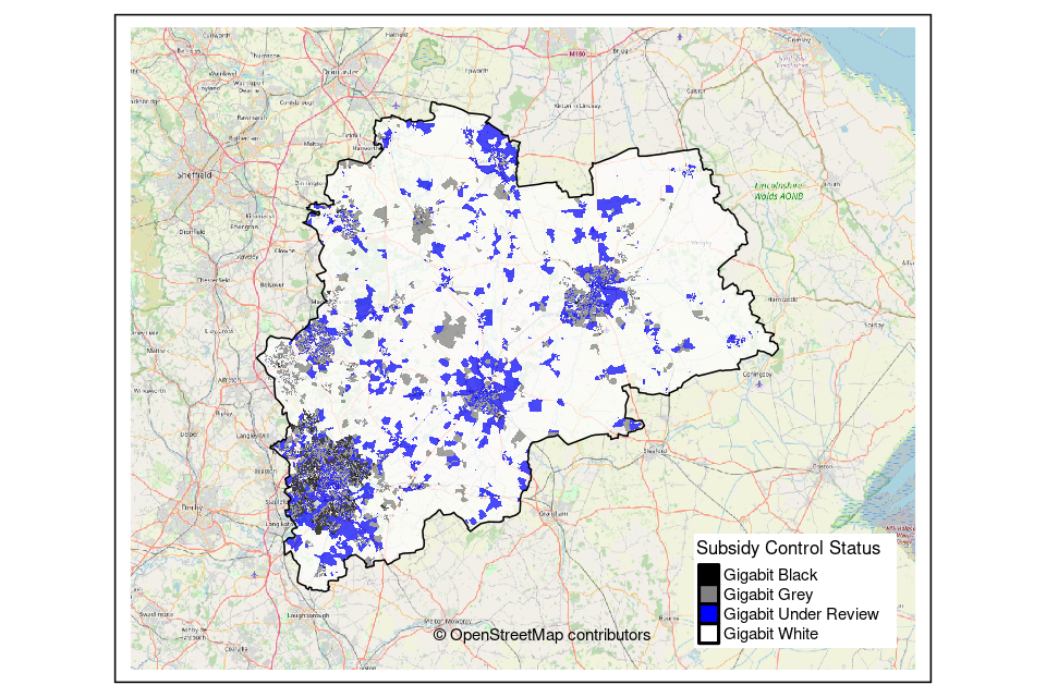 Карта почтовых индексов результатов публичного обзора Ноттингемшира и Западного Линкольншира