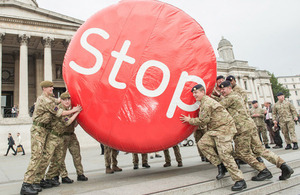 The 'Stop' disk arrives at the National Gallery in Trafalgar Square [Picture: Sergeant Adrian Harlen RLC, Crown copyright]