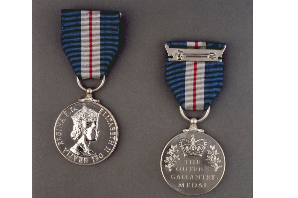 A picture of the Queen’s Gallantry Medal