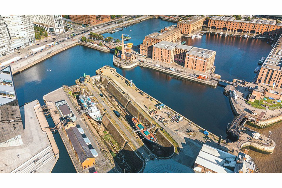 Aerial view of Liverpool docs