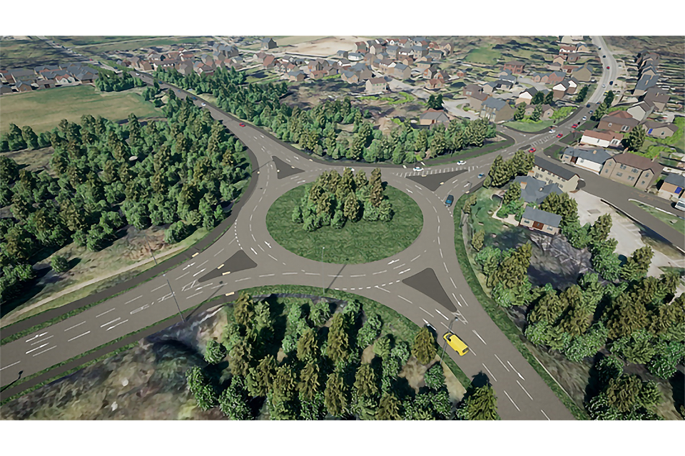 Aerial view of Clophill roundabout and the surrounding area.