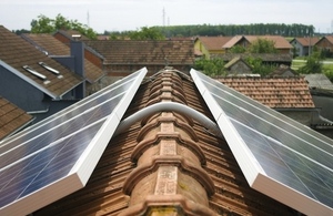SolarPV panels on the roof of a house.