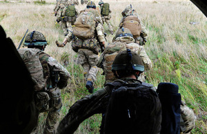 Paratroopers dismount from a Chinook helicopter [Picture: Corporal Obi Igbo, Crown copyright]