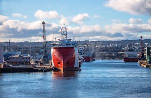 A fishing vessel in Aberdeen harbour.