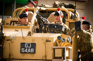 Army reservists in a Jackal all-terrain vehicle during a visit to Newcastle city centre [Picture: Crown copyright]