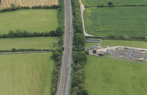The area of track in which the near miss occurred (courtesy of Network Rail). The sewage works is to the right and the line has trees and vegetation running along both sides