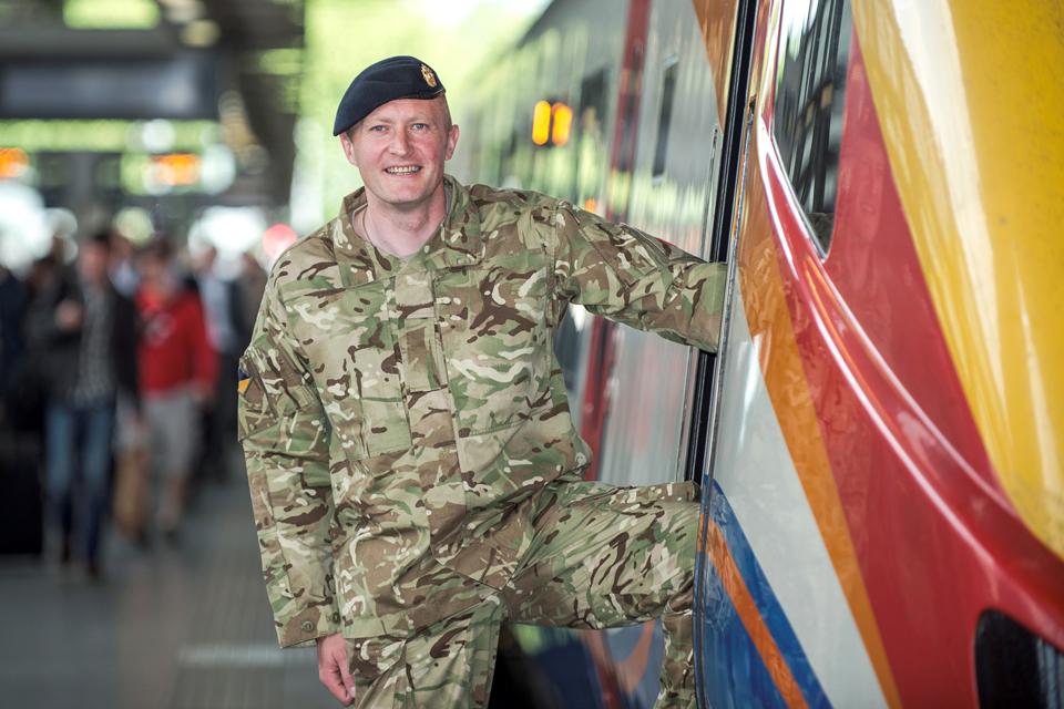 An Army reservist taking part in Uniform to Work Day