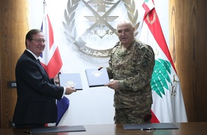 Ambassador Cowell with Lebanese Army Commander G. Joseph Aoun