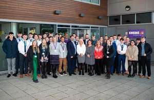 Degree apprentices with GEN2 and Sellafield Ltd staff standing outside of Energus