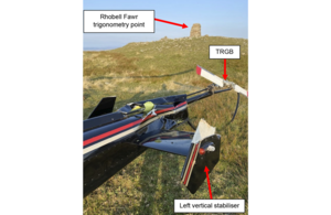 Figure 3: Damage to tail boom and left vertical stabiliser