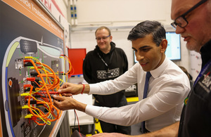 Prime Minister Rishi Sunak during a visit to Blackpool College.