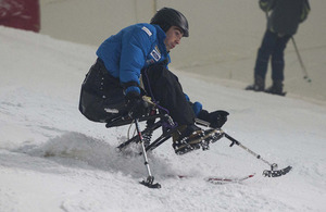 Officer Cadet Oliver Thorn is a member of the Combined Services Disabled Ski Team [Picture: Senior Aircraftman Dek Traylor, Crown copyright]