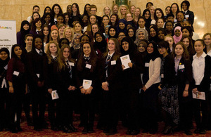 A group shot of the young women attending the launch event