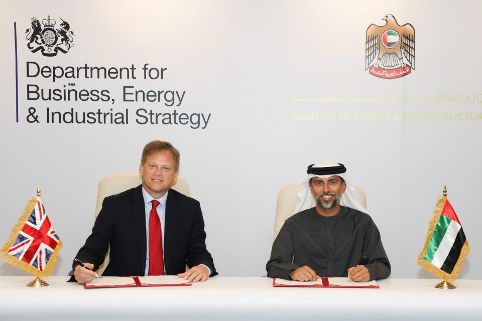 Grant Shapps and UAE Minister of Energy and Infrastructure, His Excellency Suhail Mohammed Al Mazrouei