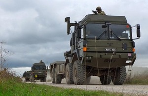 A staged combat logistic patrol during the 'sustainment' display of the 'Land Combat Power' demonstration