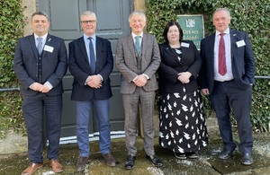 The leaders of Shetland, Orkney and Western Isles councils together with Scottish Government Minister Ivan Mckee and UK Government Minister Malcolm Offord, stood together outside the Orkney Council chambers after signing the Islands Growth Deal.