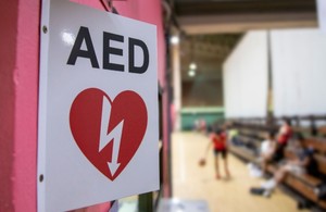 AED outside a school sports hall