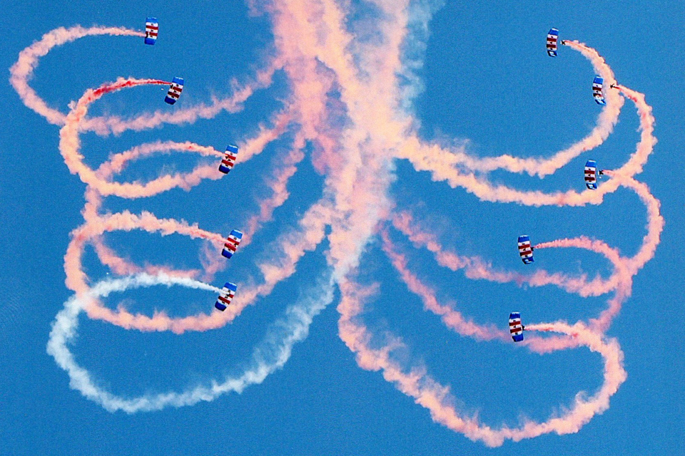 The Royal Air Force Falcons parachute display team