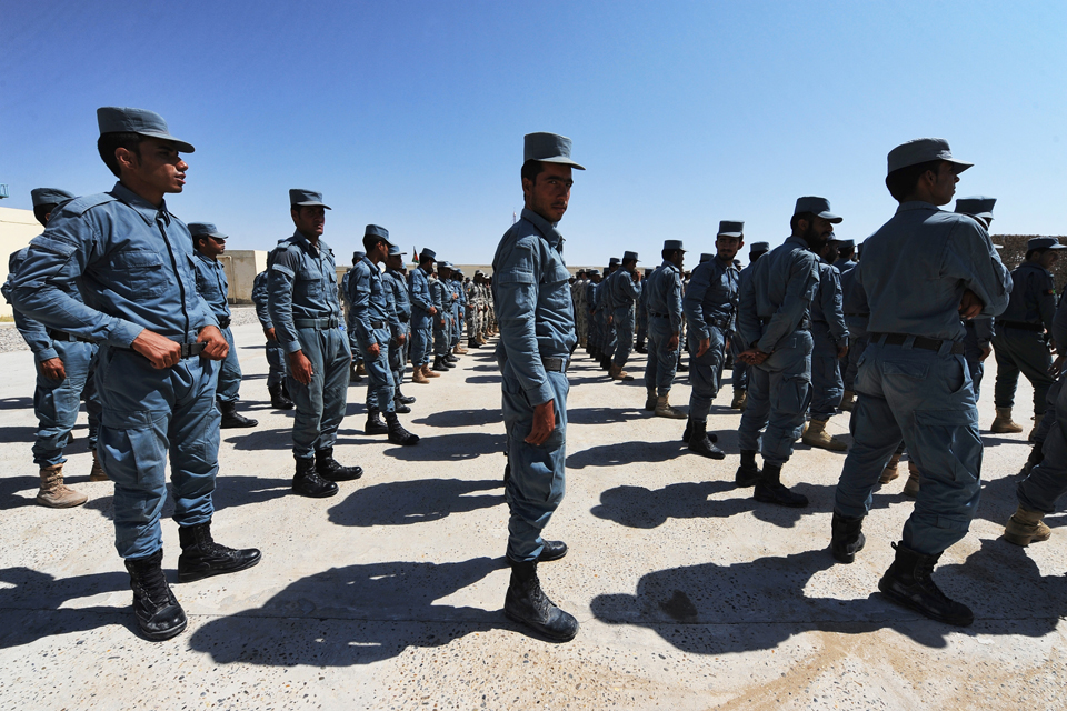 Afghan Uniform Police recruits on parade