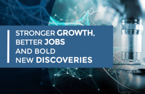 Graphic with text: Stronger growth, better jobs and bold new discoveries