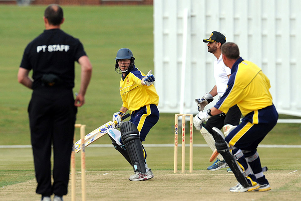 International cricket action as teams from the British and Indian armies face off at Larkhill in Wiltshire