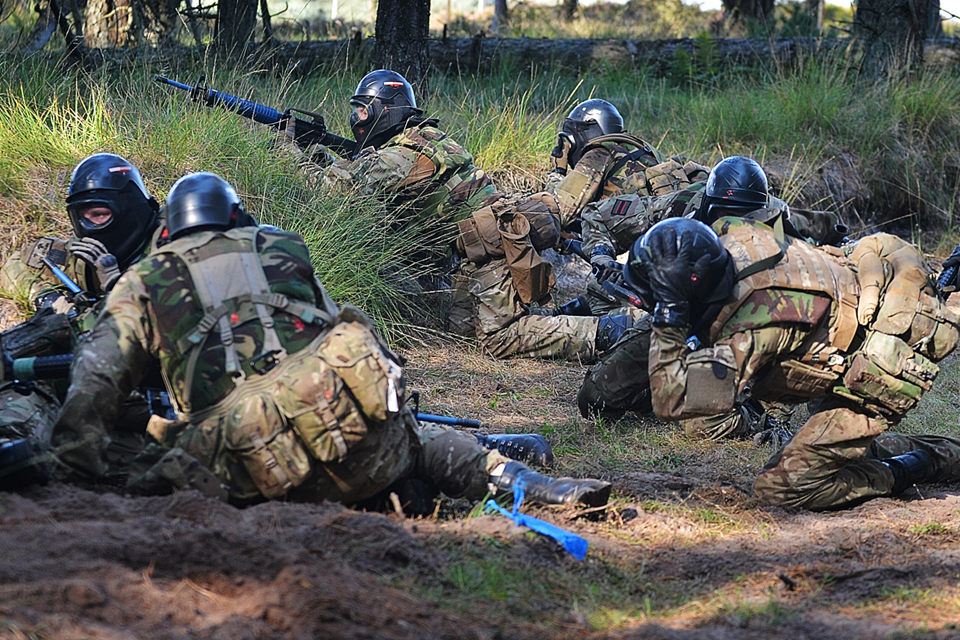 British Army reservists from 7 RIFLES taking part in a platoon attack