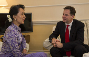 Daw Aung San Suu Kyi and Deputy Prime Minister Nick Clegg
