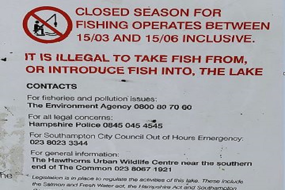 Warning sign for anglers