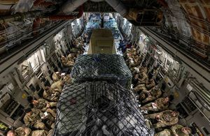 Troops and equipment onboard a C-17 flying to Turkey from the UK earlier this week.