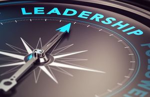 compass with arrow pointing to the word leadership