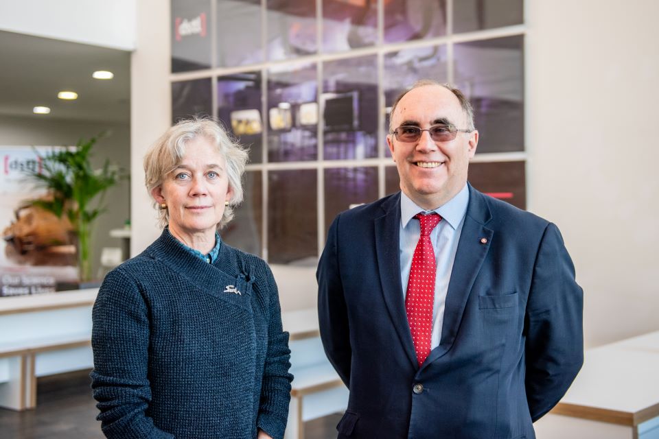 Dame Angela McLean with Dstl Chief Exec Paul Hollinshead