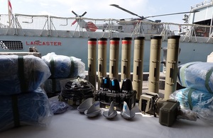 Initial inspection suggests the equipment seized included anti-tank guided missiles and medium-range ballistic missile components.