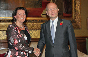 Foreign Secretary William Hague and President Jahjaga of Kosovo