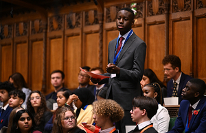 A photo of a UK Youth Parliament member speaking in the chamber (photo credit Jessica Taylor)