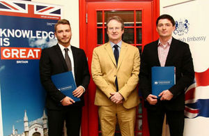 Ambassador David Slinn wished luck and success to Tomislav Korman and Senad Handanagić, two Croatian Chevening scholars