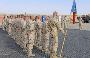 Estonian troops on parade in Nad 'Ali for their independence day