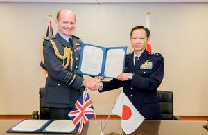 Chief of the Air Staff Air Marshal Sir Mike Wigston and General Shunji Izutsu signing the Terms of Reference